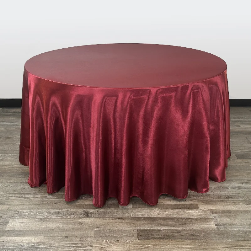 120 inch Satin Round Tablecloth Burgundy