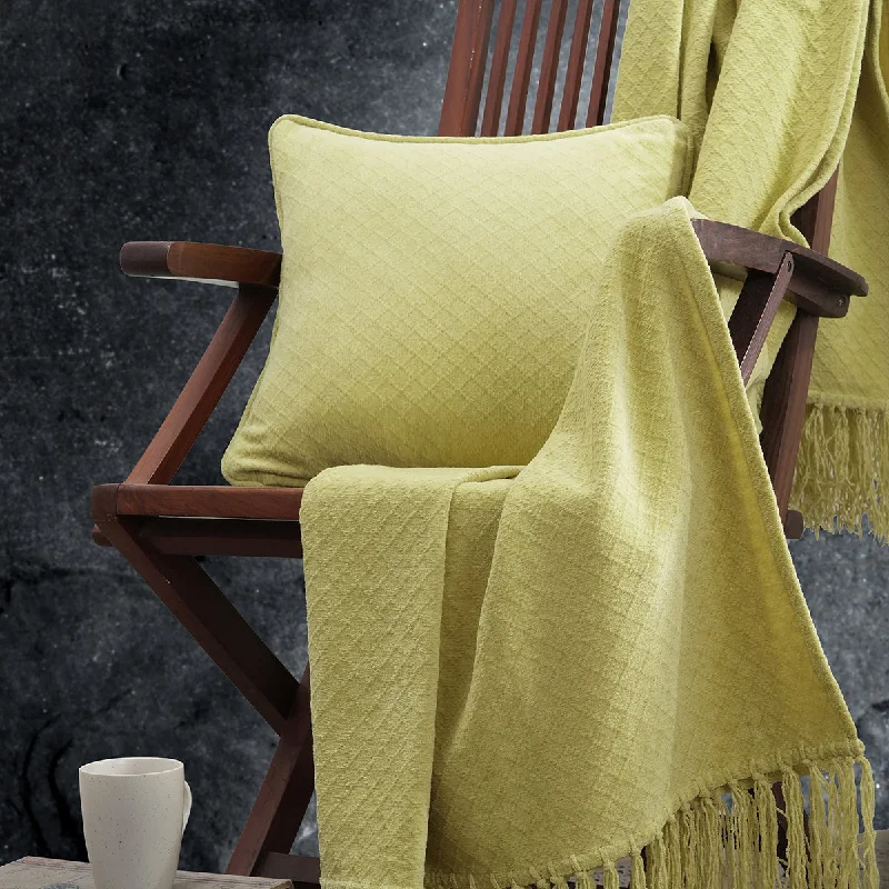 Blaize 100% Cotton Solid Weave Yellow Cushion Cover