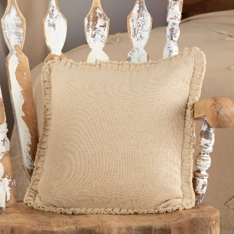 Burlap Vintage Pillow w/ Fringed Ruffle 18x18 VHC Brands