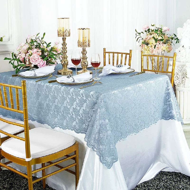 54"x108" Rectangular Caspari Lace Tablecloth/Table Overlay Topper - Dusty Blue (1pc)