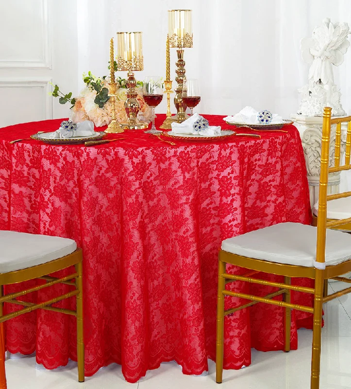 108" Round Caspari Lace Tablecloth/Table Overlay - Red (1pc)