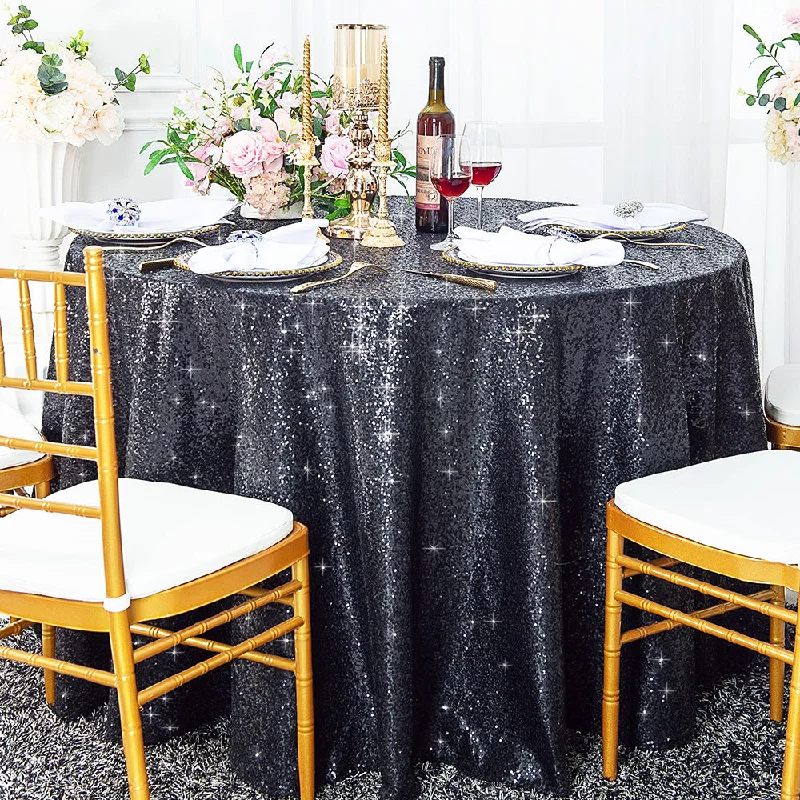 108" Seamless Round Sequin Taffeta Tablecloth - Pewter/Charcoal (1pc)