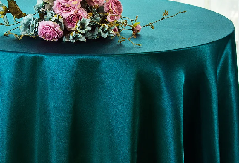 108" Seamless Round Satin Tablecloth - Peacock (1pc)