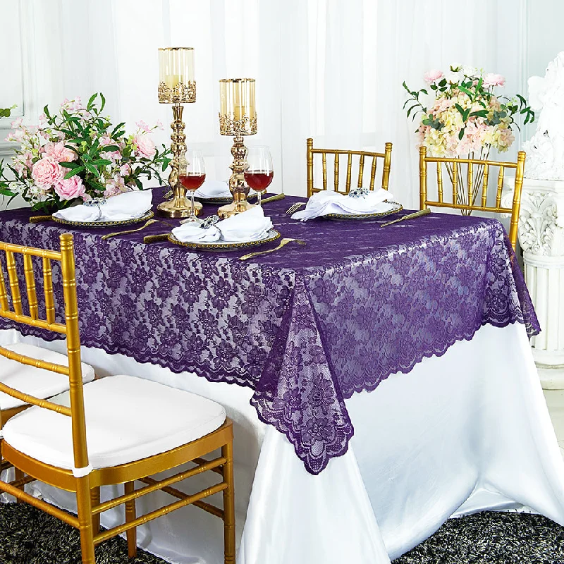 54"x108" Rectangular Caspari Lace Tablecloth/Table Overlay Topper - Eggplant (1pc)