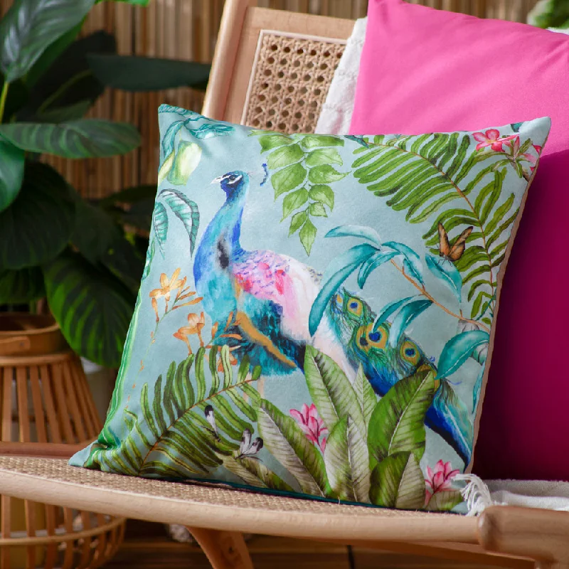 Peacock Outdoor Cushion Blue/Blush