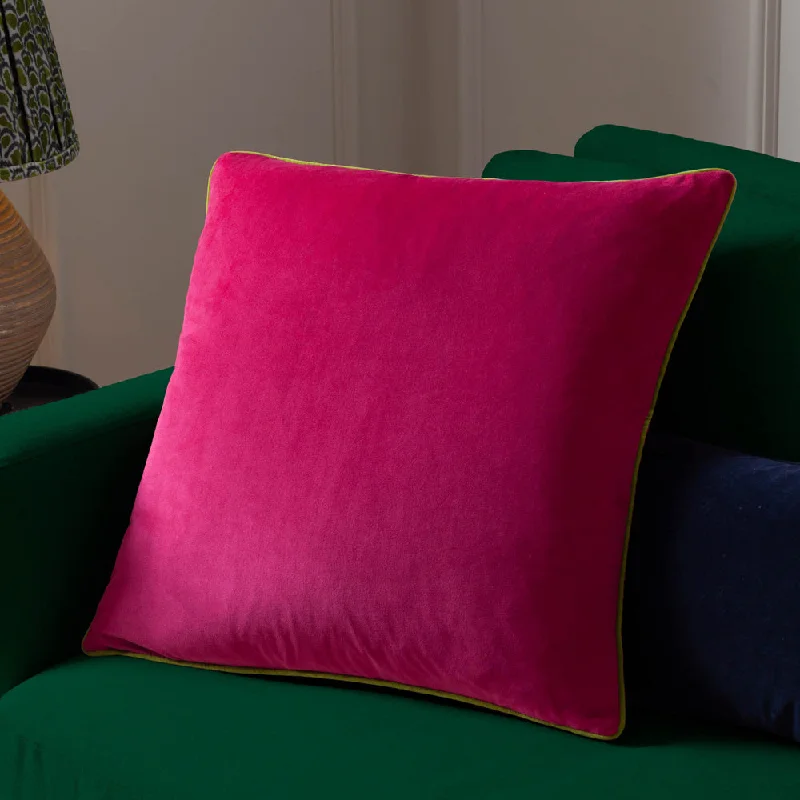 Meridian Velvet Cushion Hot Pink/Lime