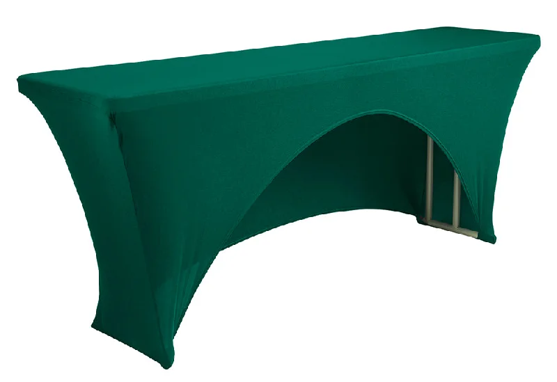 8 ft x 18" Open Back Spandex (220 GSM) Table Cover - Hunter Green/Holly Green (1pc)