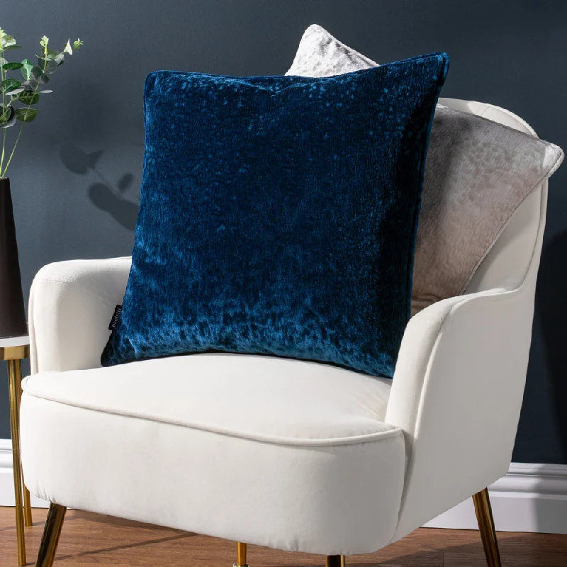 Ripple Plush Velvet Cushion Navy