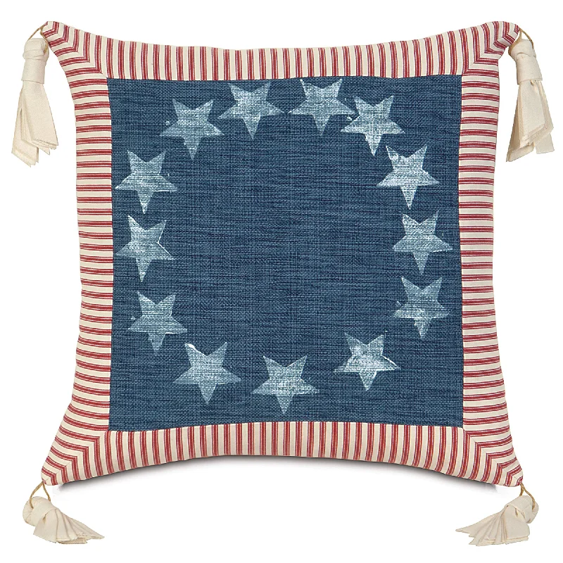 Cyan Liberty Cotton Throw Pillow Cover 18x18