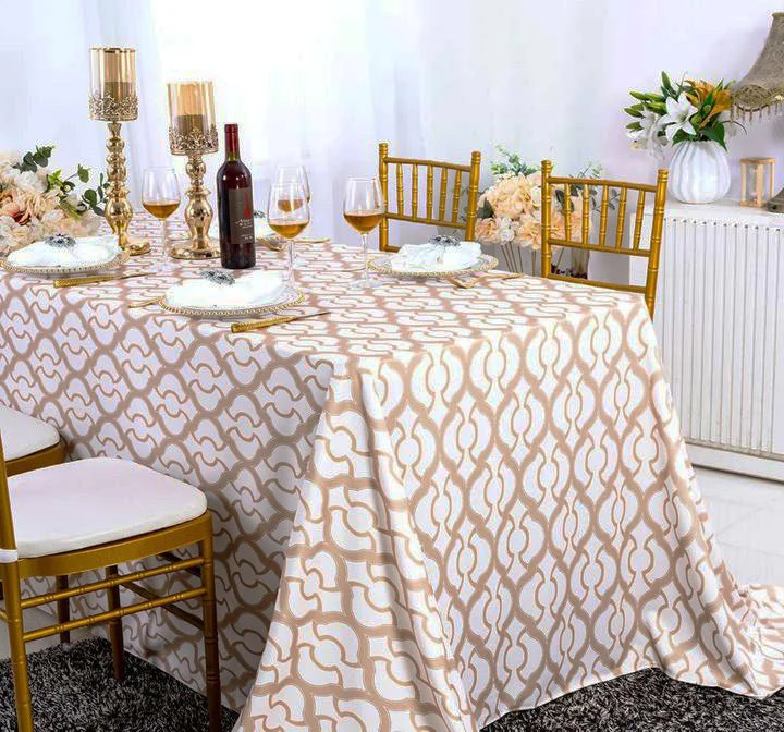 90"x156" Seamless Rectangular Miramar Scuba (Wrinkle-Free) (240 GSM) Tablecloth - Champagne (1pc)