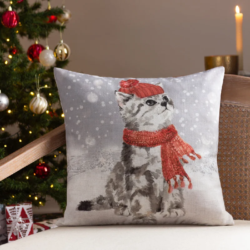 Snowy Cat Cushion Fog