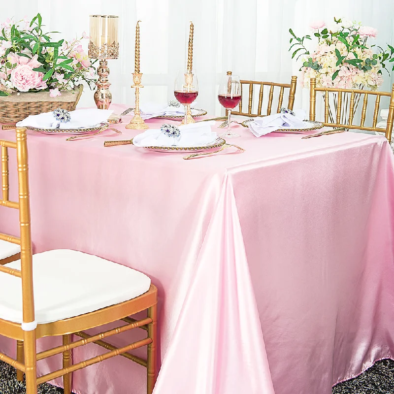 54"x108" Seamless Rectangular Satin Tablecloth/Overlay - Pink (1pc)