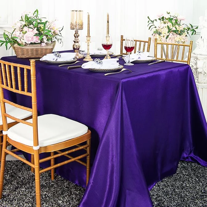 54"x108" Seamless Rectangular Satin Tablecloth/Overlay - Regency Purple (1pc)