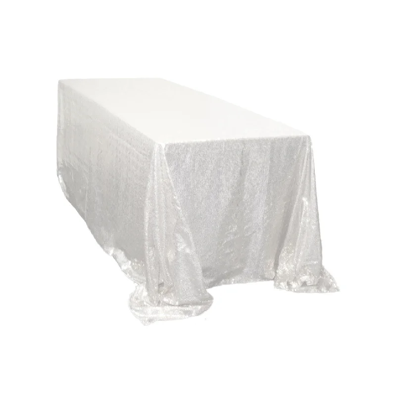 90 x 156 inch Glitz Sequin Rectangular Tablecloth White