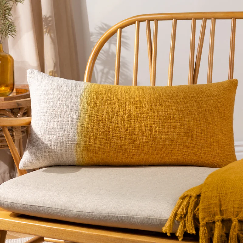 Mizu Rectangular Dip Dye Cushion Ochre