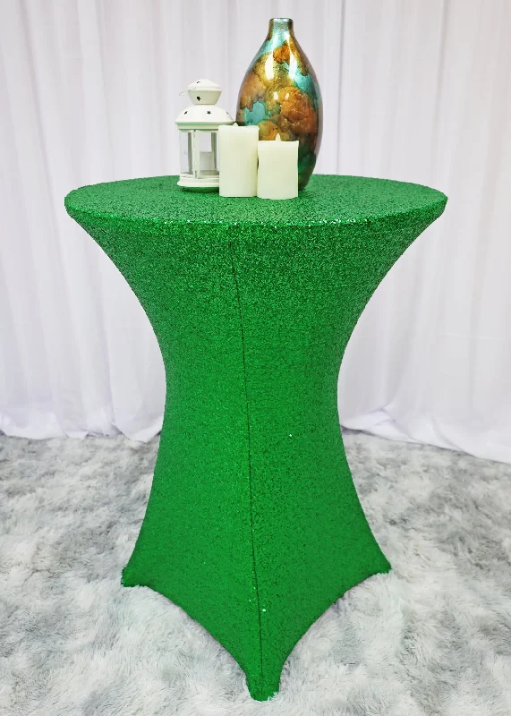 30"x42" Cocktail Sequin Spandex Table Cover - Emerald Green (1pc)