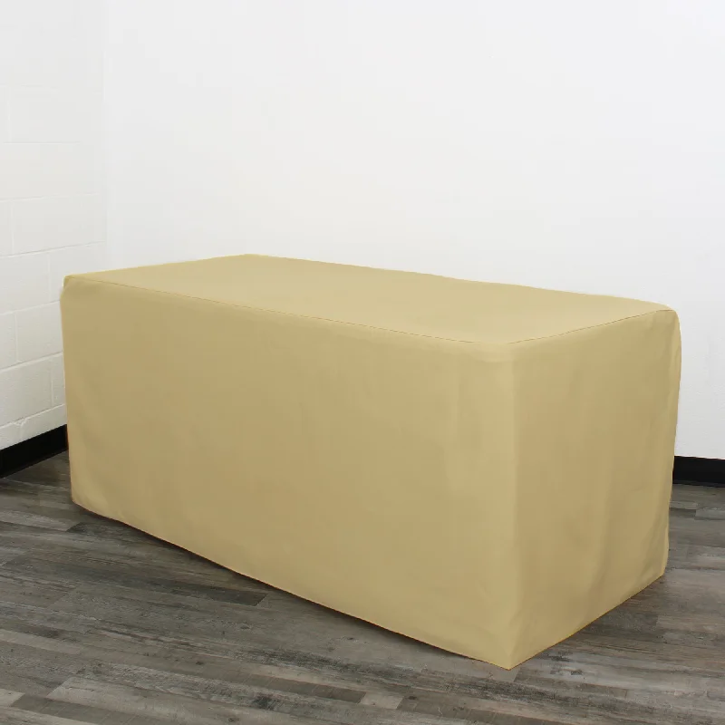 8 ft. Polyester Fitted Tablecloth Rectangular Champagne