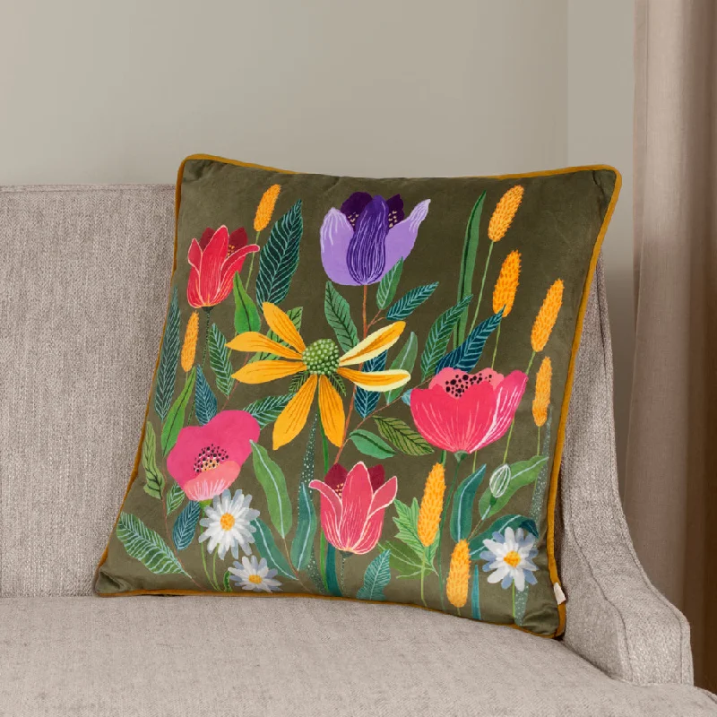 House of Bloom Celandine Cushion Olive