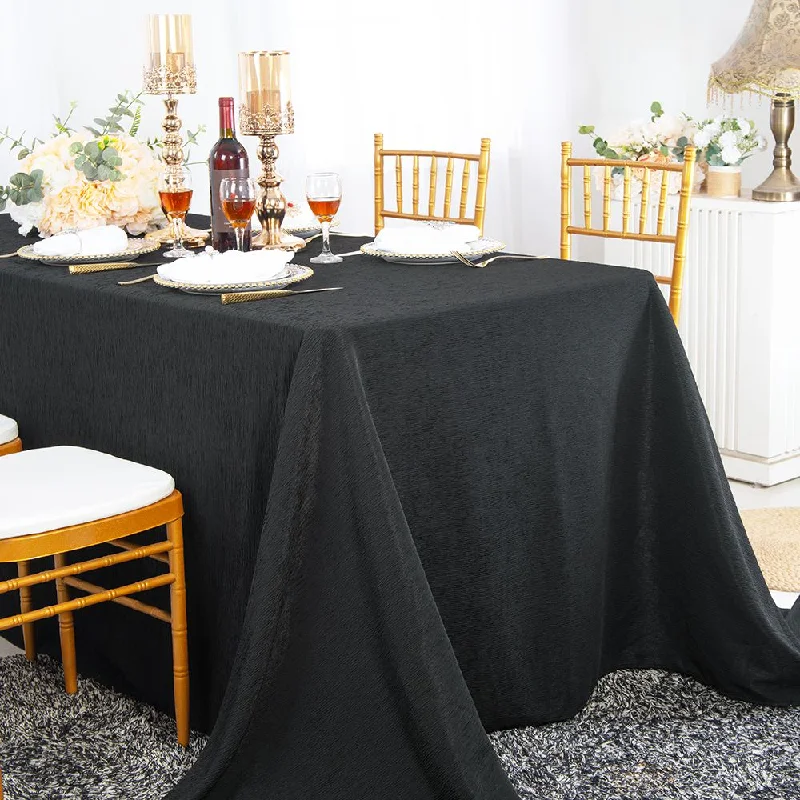 90"x132" Seamless Rectangular Crinkle Scuba (Wrinkle-Free) (240 GSM) Tablecloth  - Black (1pc)