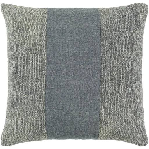 Washed Stripe Cotton Medium Gray Pillow