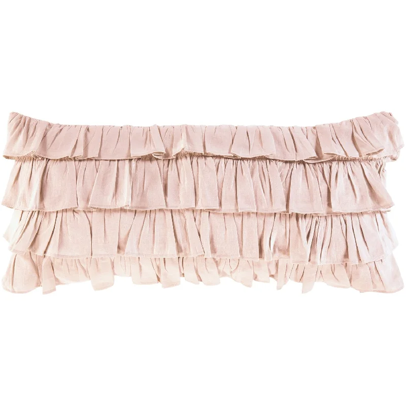 Ruffle Woven Lumbar Pillow in Blush