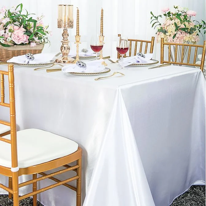 54"x108" Seamless Rectangular Satin Tablecloth/Overlay - White (1pc)