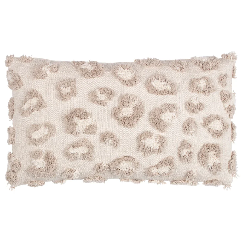 Maeve Tufted Leopard Print Cushion Natural