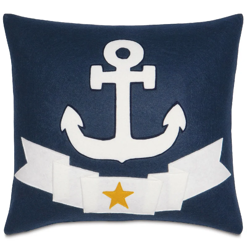 Navy Blue Anchor Decorative Pillow 18x18