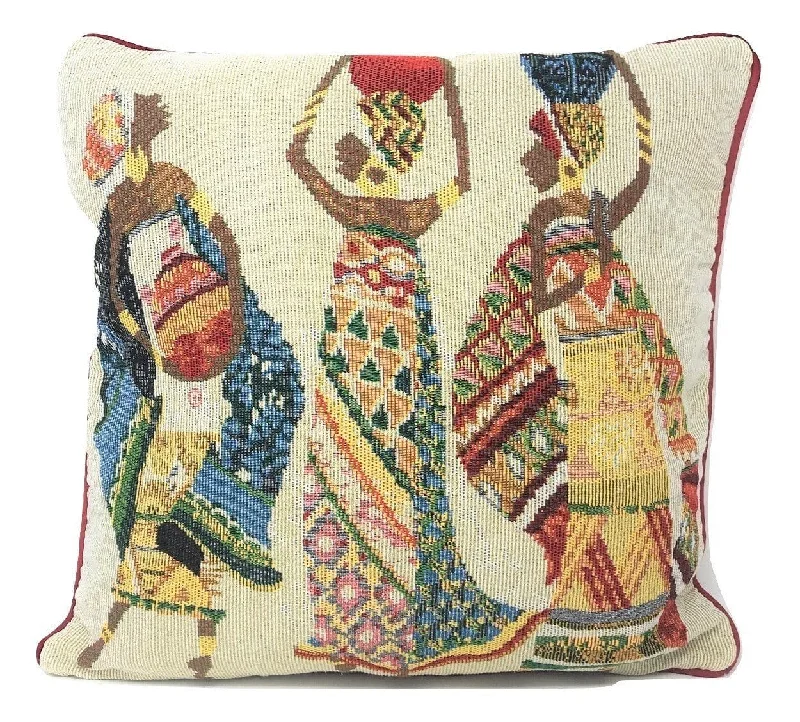 DaDa Bedding Dancing Women African Dreams Tapestry Throw Pillow Covers 16" x 16"