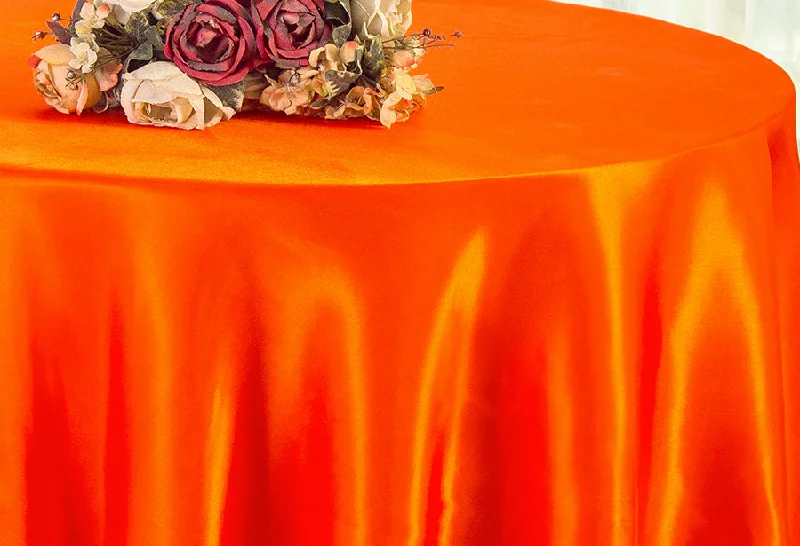 90" Seamless Round Satin Tablecloth - Orange (1pc)