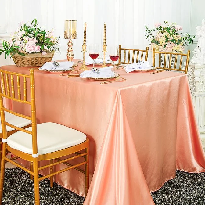 72"x120" Seamless Rectangular Satin Tablecloth - Apricot/Peach (1pc)