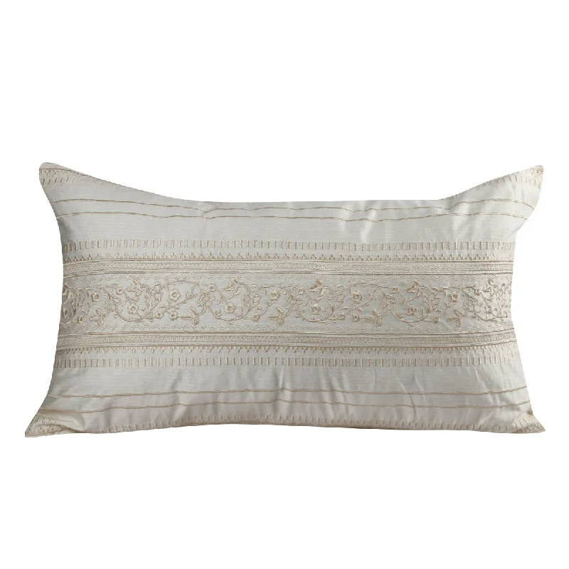 Muted Migration Elegance Embroidery Machine White Cushion Cover