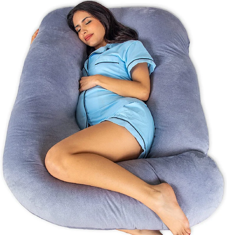 Pharmedoc Pregnancy Pillows, U-Shape Full Body Pillow - Jumbo Size Grey