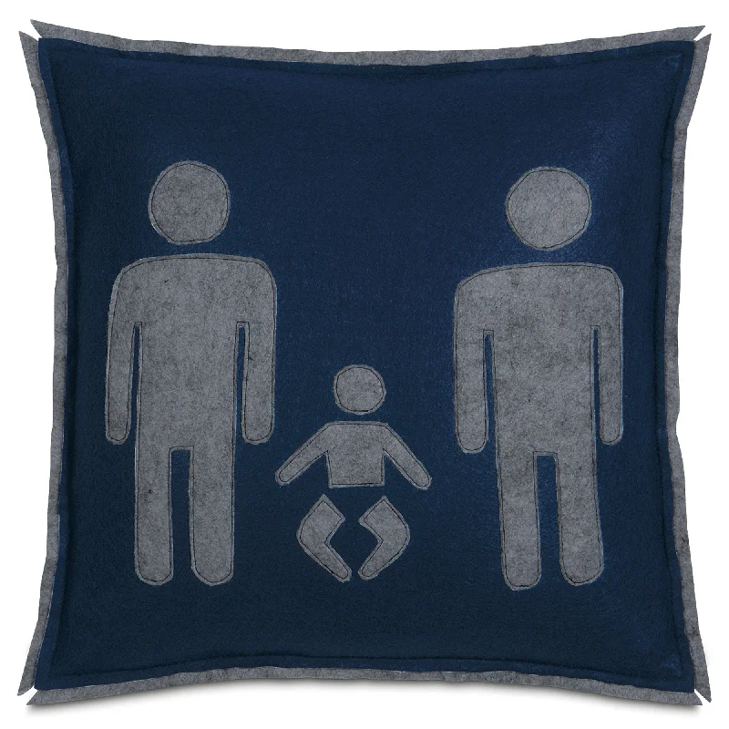 Dark Navy Family Union Throw Pillow Cover 18x18