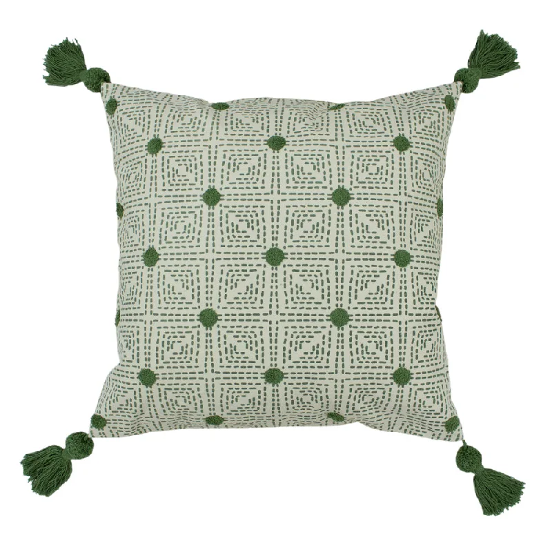 Chia Tufted Cotton Cushion Sage