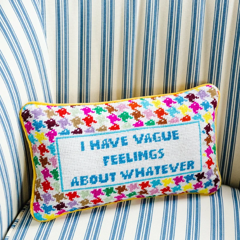 Vague Feelings Needlepoint Pillow