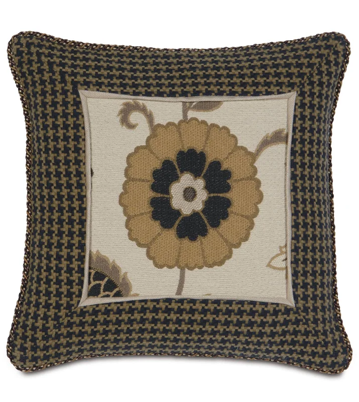 Astoria Floral Houndstooth Throw Pillow Cover 16x16