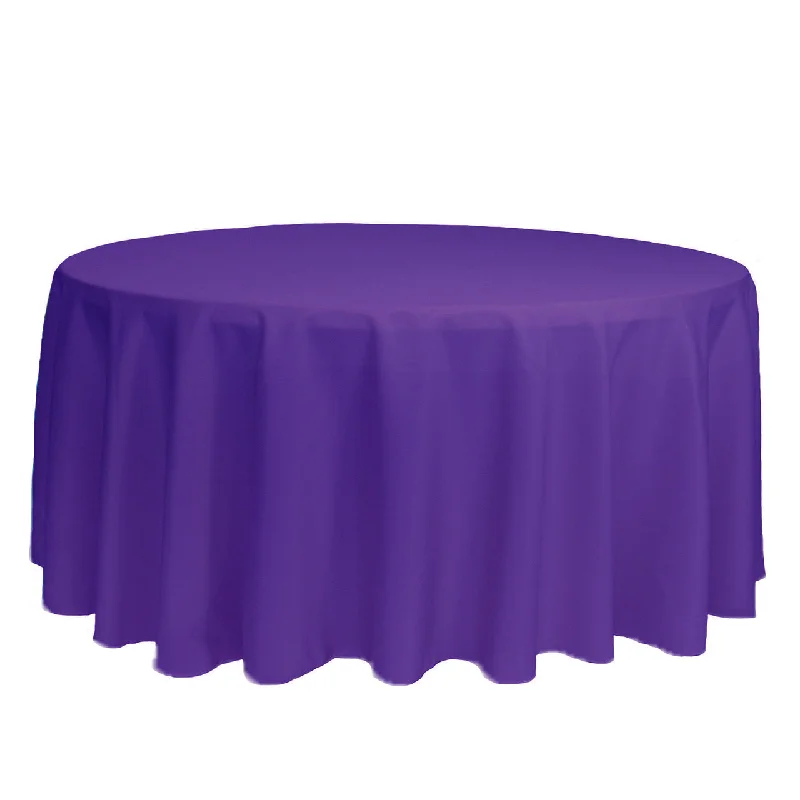 132 inch Polyester Round Tablecloth Purple