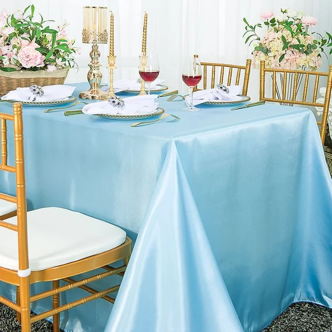 72"x120" Seamless Rectangular Satin Tablecloth - Baby Blue (1pc)