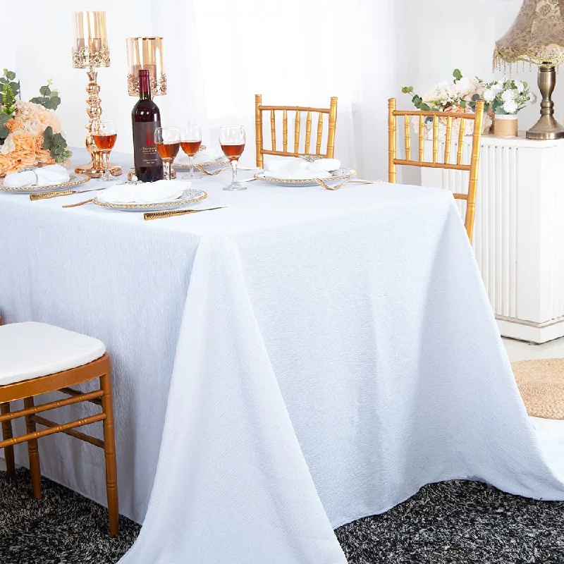 90"x132" Seamless Rectangular Crinkle Scuba (Wrinkle-Free) (240 GSM) Tablecloth - White (1pc)