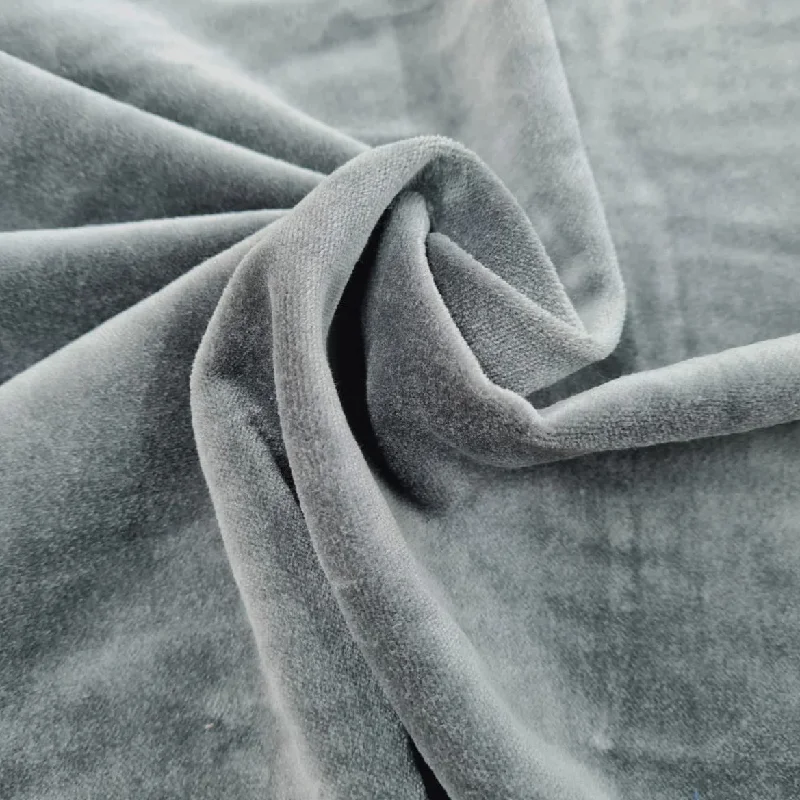 Grey Solid Semi Velvet Fabric