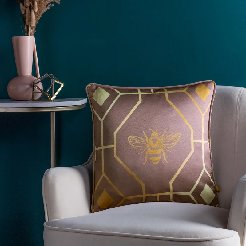 Bee Deco Geometric Cushion Blush