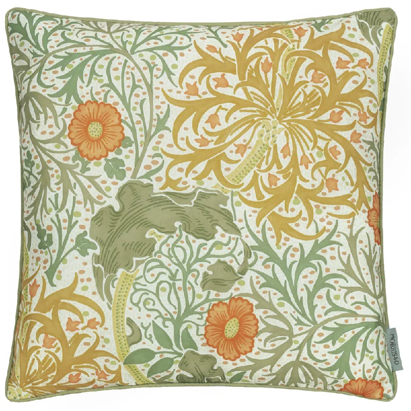 Seaweed Printed Piped Cushion Stone/Sunflower