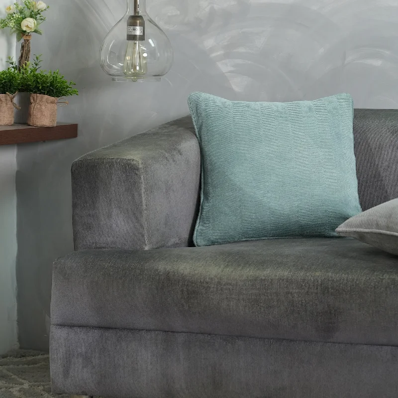 Caroline Herringbone Textured Soft Woven Aqua Cushion Cover