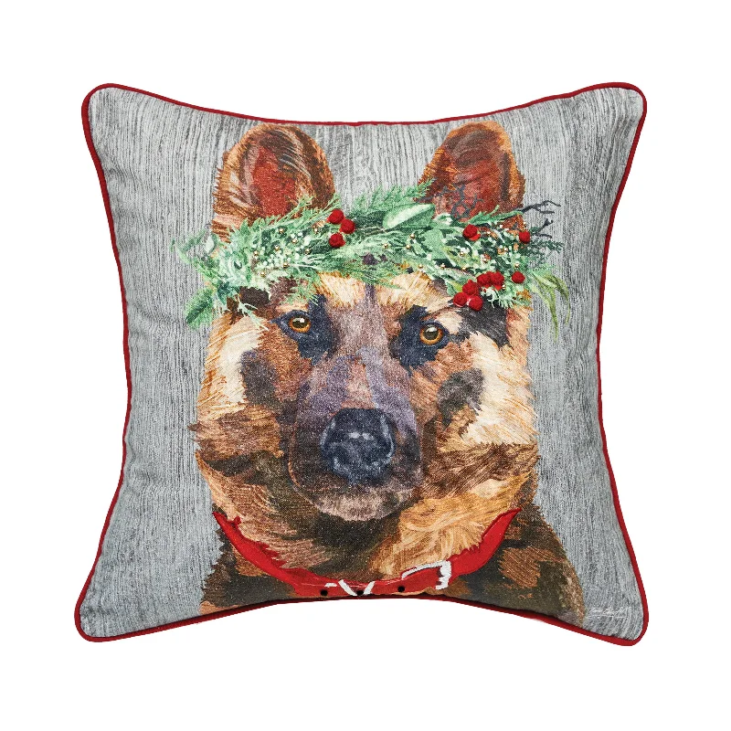 German Shepard Flower Pillow