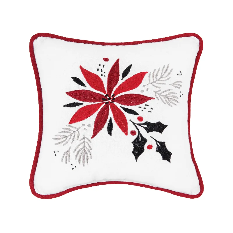 Poinsettia & Mistletoe Pillow