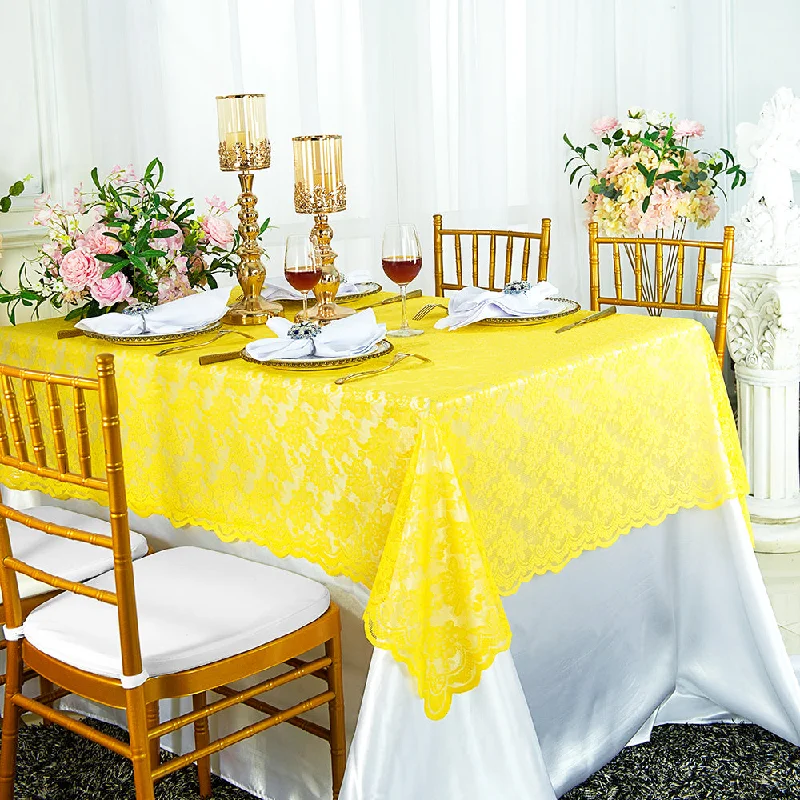 54"x108" Rectangular Caspari Lace Tablecloth/Table Overlay Topper - Canary Yellow (1pc)