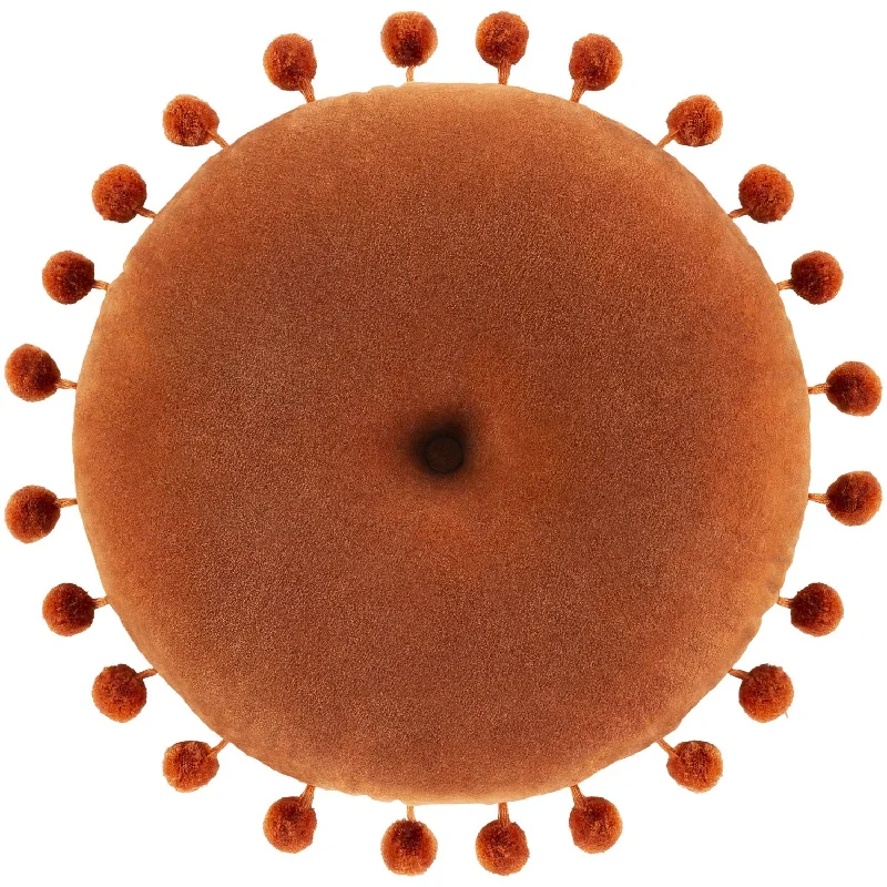 Serengeti Velvet Round Pillow in Burnt Orange