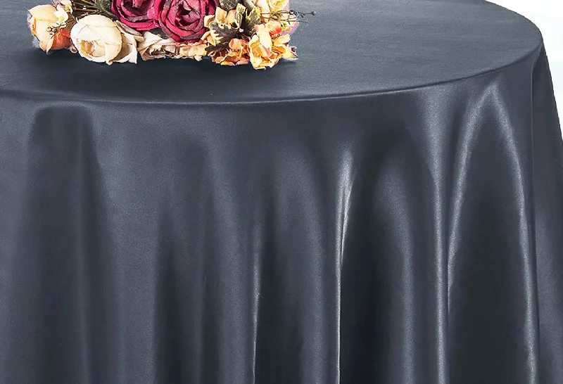 120" Seamless Round Satin Tablecloth - Pewter/Charcoal (1pc)