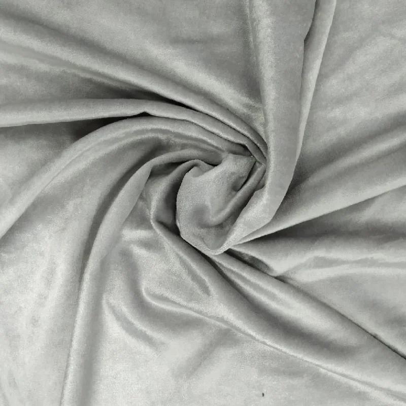 Light Grey Solid Cotton Velvet Fabric, Plain Weave, TU-2583